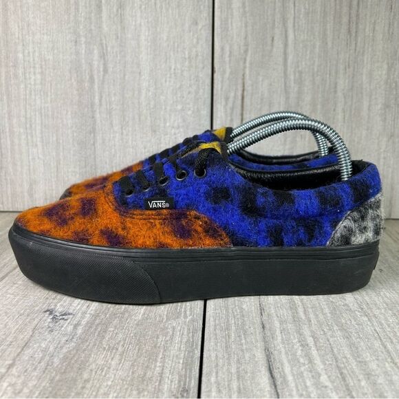 Vans Era Platform Mix Leopard Chunky Sneaker Shoes Blue Orange Womens Size 9.5 - Picture 3 of 10